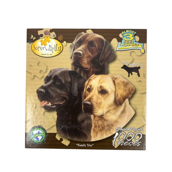 Trio of Dogs 1000 Piece jigsaw Puzzle Family Special Shaped Labrador 3 feet - Picture 1 of 7